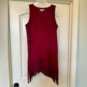 Ya Los Angeles - Maroon Suede Fringe Dress - Perfect Condition!